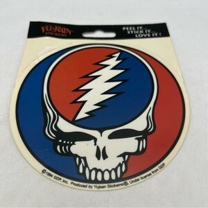 Grateful Dead vtg sticker Decal 5” Steal Your Face Jerry Garcia Yujean Rare 1994